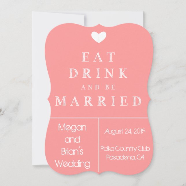 Faire-part de mariage mignon - mangez la boisson (Devant)