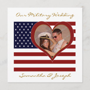 Faire-part de mariage militaire - Coeur du drapeau