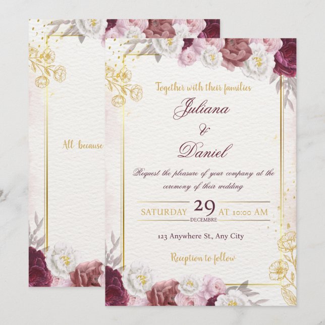 Faire-part de mariage minimal chic (Devant / Derrière)