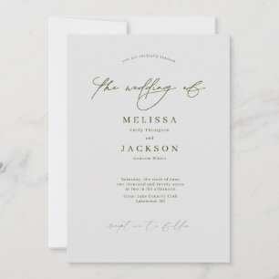 Faire-part de mariage minimaliste à script Gris de