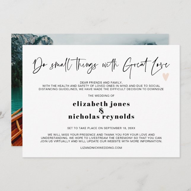 Faire-part de mariage minimaliste avec photo (Devant / Derrière)