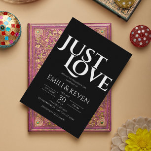 Faire-part de mariage minimaliste Black Just Love