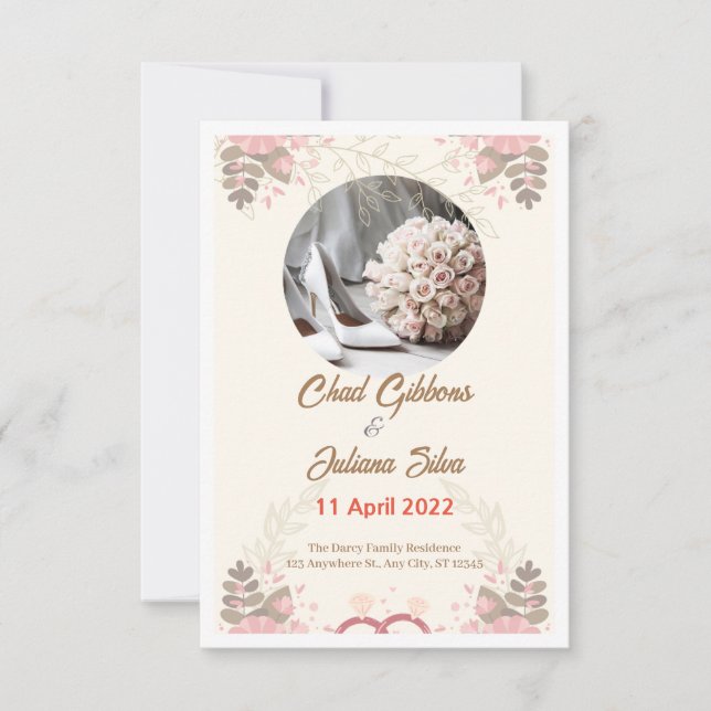 Faire-part de mariage minimaliste blanc (Devant)