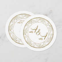 Faire-part de mariage minimaliste blanc et or