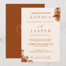 Faire-part de mariage minimaliste Burnt Orange Boh