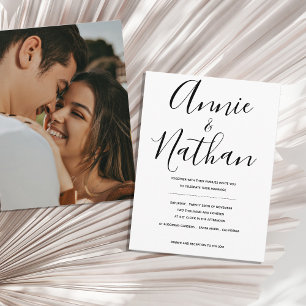 Faire-part de mariage minimaliste calligraphie noi