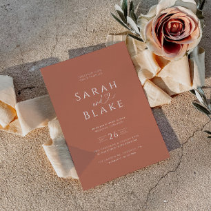 Faire-part de mariage minimaliste de coeur orange 