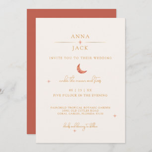 Faire-part de mariage minimaliste de lune d'or en 