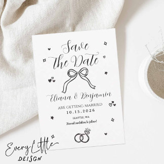 Faire-Part de Mariage Minimaliste Dessiné à la Mai