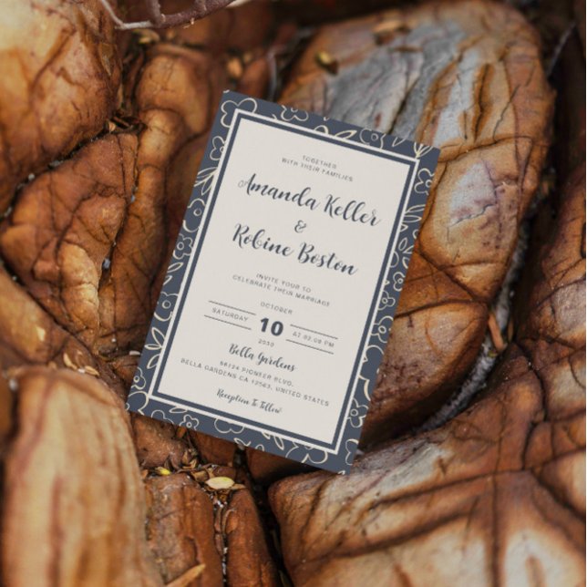 Faire-part de mariage minimaliste élégant floral d (Créateur téléchargé)