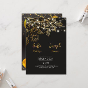 Faire-part de mariage minimaliste élégant noir