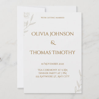 Faire-part de mariage minimaliste, Elégante carte 