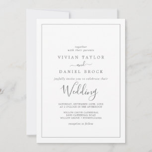 Faire-part de mariage minimaliste en argent