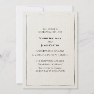 Faire-part de mariage minimaliste en lin neutre