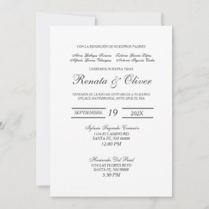 Faire-part de mariage minimaliste espagnol