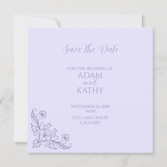 Faire-Part de Mariage Minimaliste Fleur de Lavande (Devant)