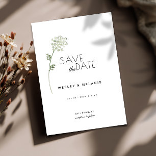 Faire-part de mariage minimaliste floral avec date