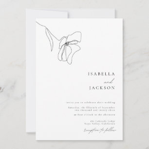 Faire-part de mariage minimaliste Floral Line Art