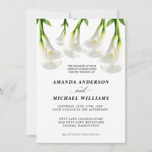 Faire-part de mariage minimaliste lys calla blanc