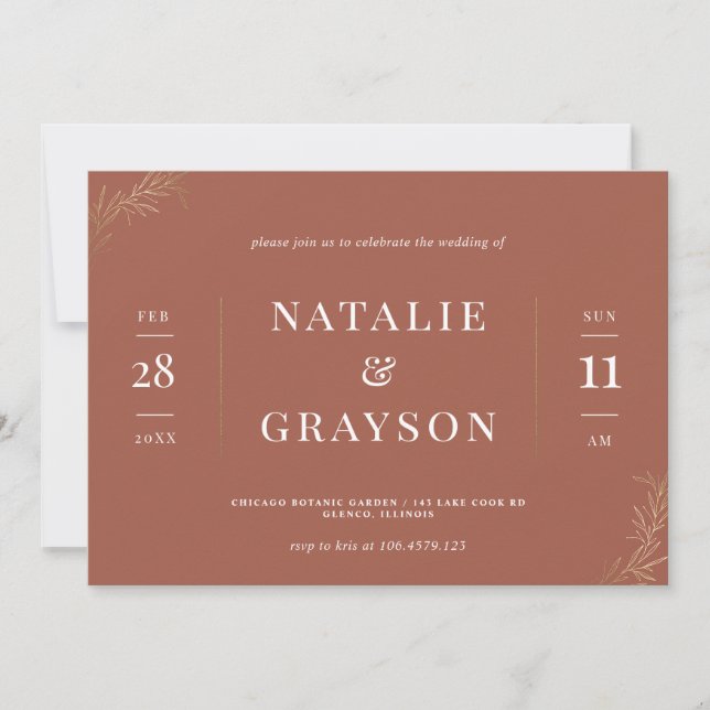 Faire-part de mariage minimaliste moderne (Devant)