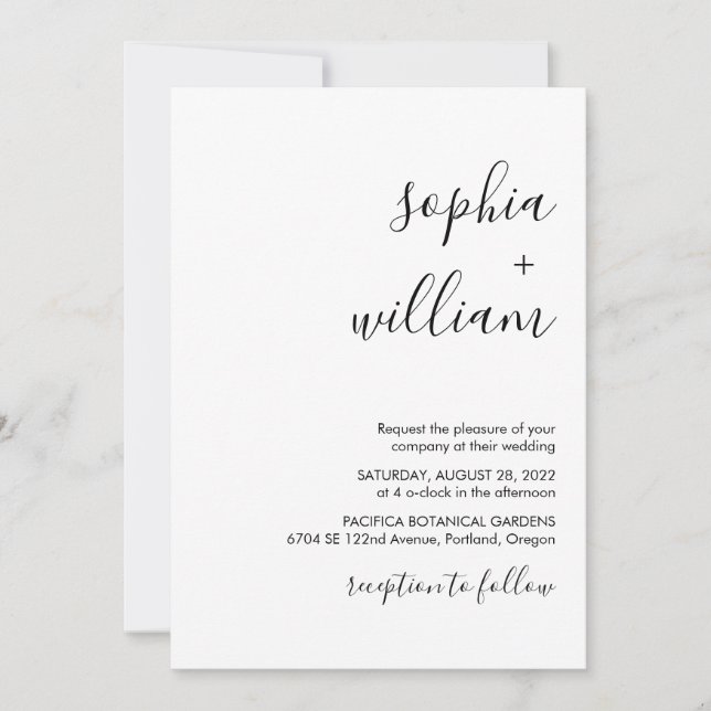 Faire-part de mariage minimaliste moderne (Devant)