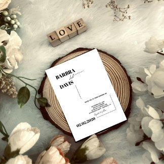 Faire-part de mariage minimaliste moderne noir et