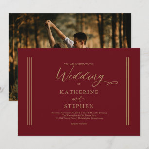 Faire-part de mariage minimaliste moderne rouge fo