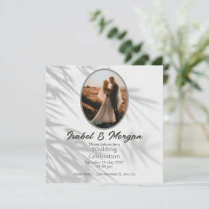 Faire-part de mariage minimaliste noir blanc, phot