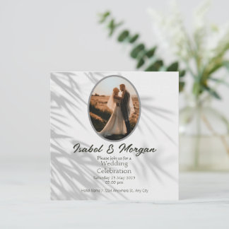 Faire-part de mariage minimaliste noir blanc, phot