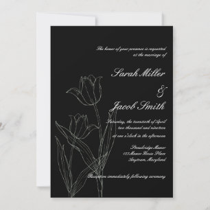Faire-part de mariage minimaliste noir et blanc