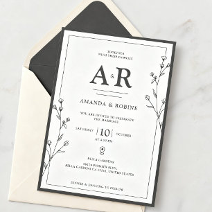 Faire-part de mariage minimaliste noir et blanc