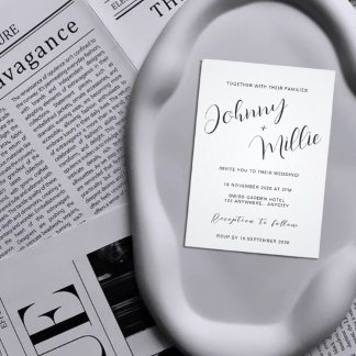 Faire-part de mariage minimaliste noir et blanc