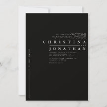 Faire-part de mariage minimaliste noir moderne cla