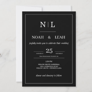 Faire-part de mariage minimaliste noir • Moderne S