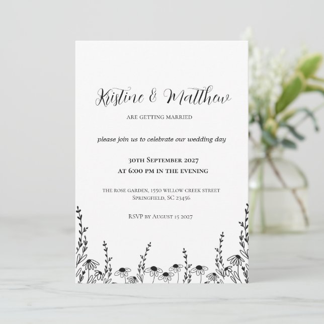 Faire-part de mariage minimaliste pour un jardin f (Debout devant)