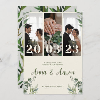 Faire-part de mariage Minimaliste Rose Et Vert