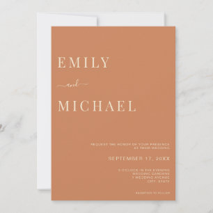 Faire-part de mariage minimaliste Rustique Brûlé O