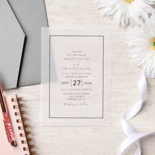 Faire-part de mariage minimaliste simple noir et b