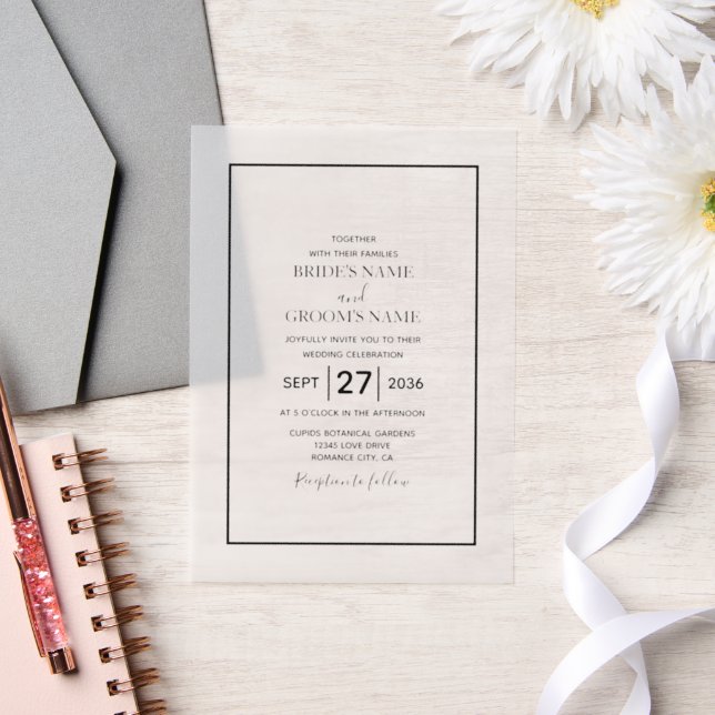 Faire-part de mariage minimaliste simple noir et b (Mariage)