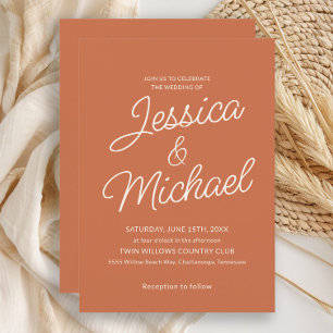 Faire-part de mariage minimaliste terracotta crème