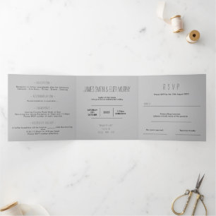 Faire-part de mariage minimaliste triple avec phot