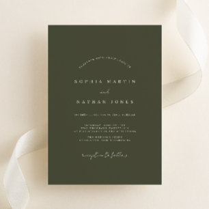 Faire-part de mariage minimaliste vert olive