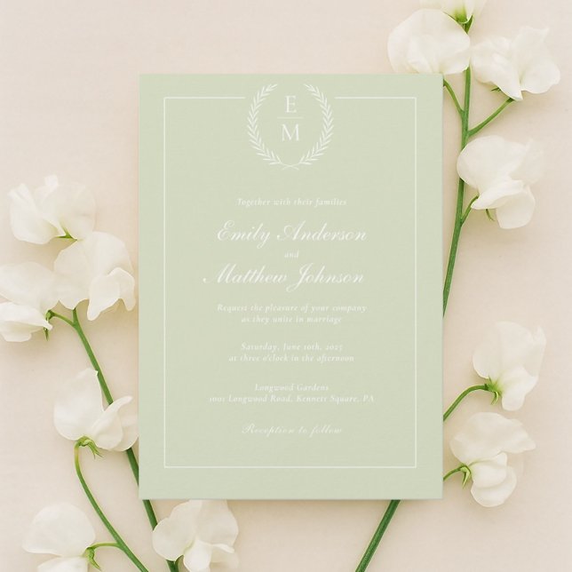 Faire-part de mariage minimaliste Vert Sage (Créateur téléchargé)