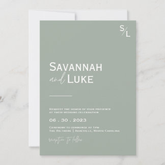 Faire-part de mariage minimaliste Vert Sage