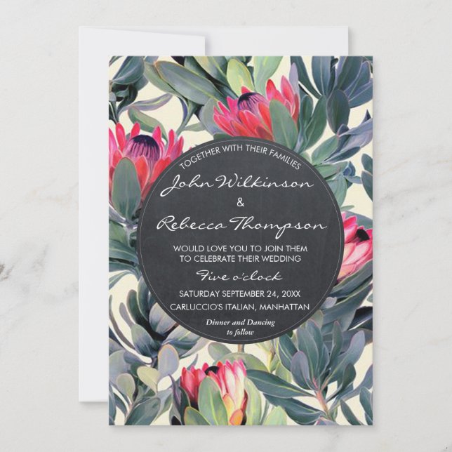 Faire-part de mariage moderne à fleurs feuilles tr (Devant)