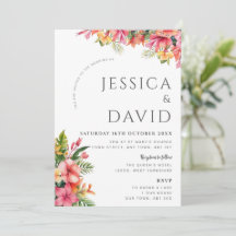 Faire-part de mariage moderne à la fleur d'Hibiscu