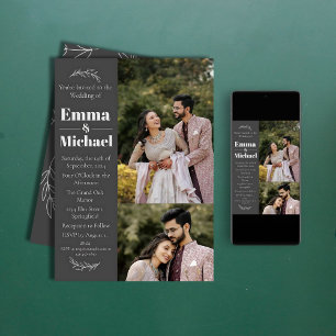 Faire-part de mariage moderne avec superposition d