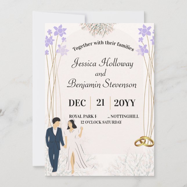 Faire-part de mariage moderne belles couleurs past (Devant)
