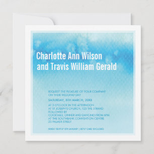 FAIRE-PART DE MARIAGE MODERNE : bleu d'aquarelle