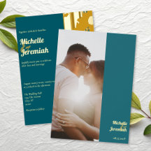 Faire-part de mariage moderne bleu sarcelle Tourne